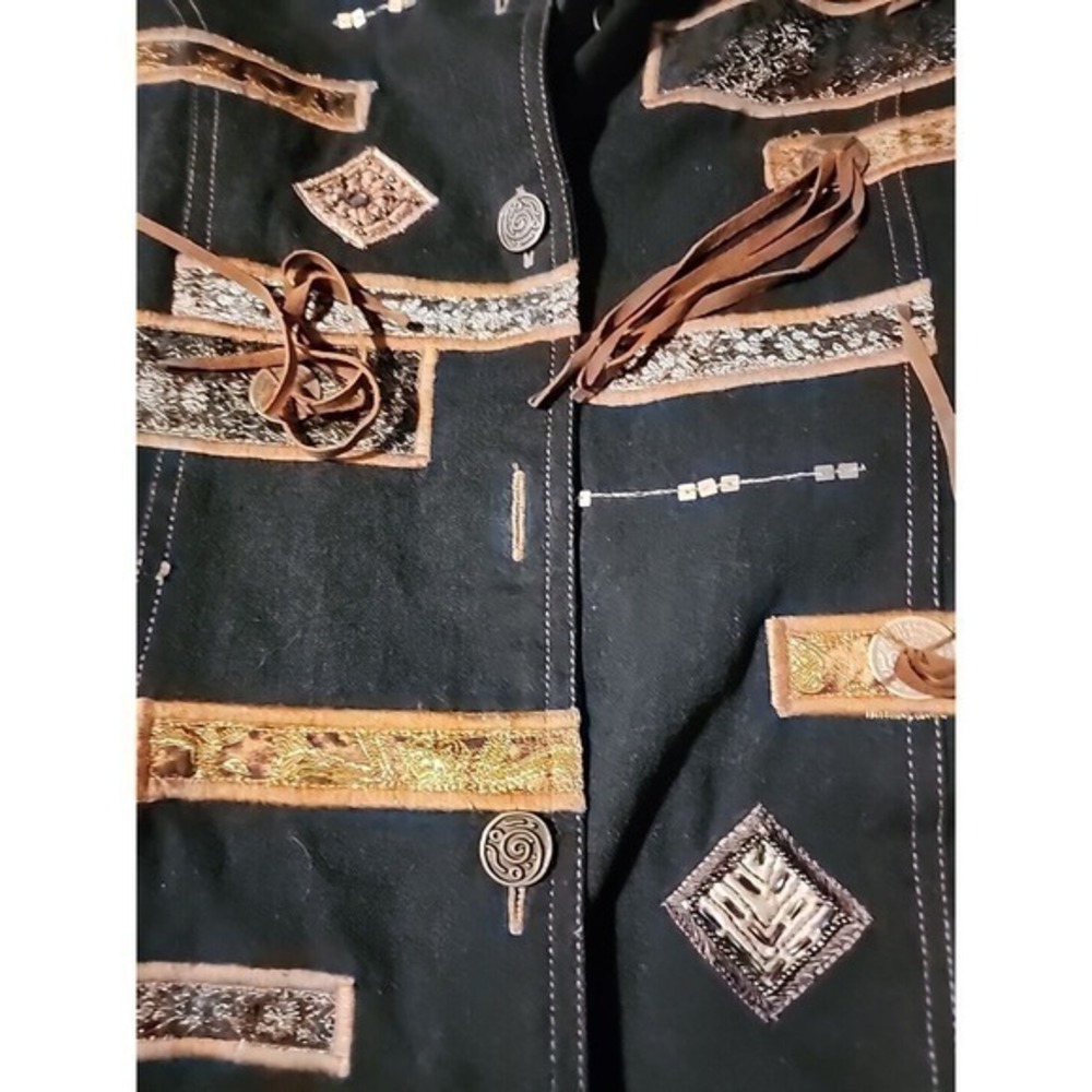 YAK MAGIK Nepal Mixed Materil Denim Jacket Sz‎ L one of a kind - Picture 4 of 6
